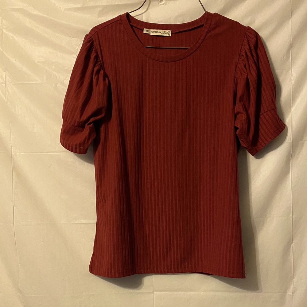 All in Love Deep Red Puff Sleeve Blouse. Super cute.